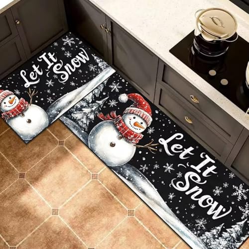 Morbuy rutschfest Küchenteppich, Weihnachten Druck Teppich Küchenvorleger, Waschbar Kieselgur-Bodenmatte für Flur, Schlafzimmer, Badezimmer (Yeti 3,40x120cm) von Morbuy