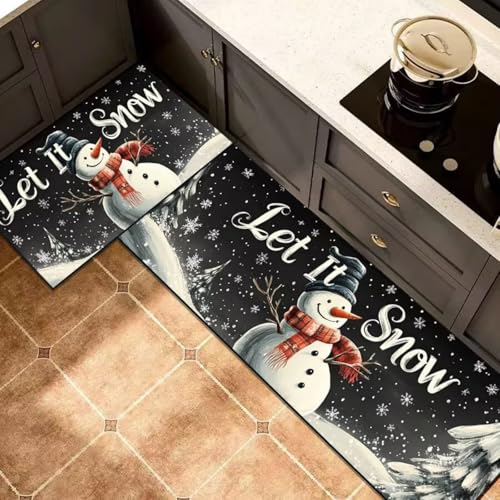 Morbuy rutschfest Küchenteppich, Weihnachten Druck Teppich Küchenvorleger, Waschbar Kieselgur-Bodenmatte für Flur, Schlafzimmer, Badezimmer (Yeti 4,50x80cm) von Morbuy