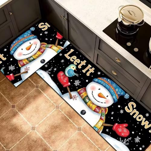 Morbuy rutschfest Küchenteppich, Weihnachten Druck Teppich Küchenvorleger, Waschbar Kieselgur-Bodenmatte für Flur, Schlafzimmer, Badezimmer (Yeti 5,40x120cm) von Morbuy