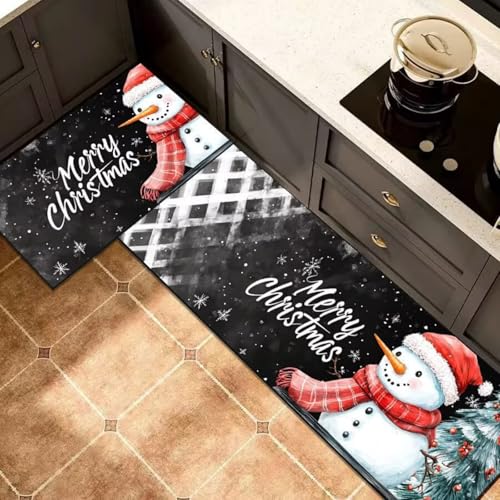 Morbuy rutschfest Küchenteppich, Weihnachten Druck Teppich Küchenvorleger, Waschbar Kieselgur-Bodenmatte für Flur, Schlafzimmer, Badezimmer (Yeti 7,50x80cm) von Morbuy