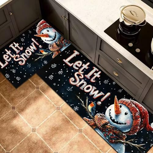 Morbuy rutschfest Küchenteppich, Weihnachten Druck Teppich Küchenvorleger, Waschbar Kieselgur-Bodenmatte für Flur, Schlafzimmer, Badezimmer (Yeti 8,40x60cm) von Morbuy