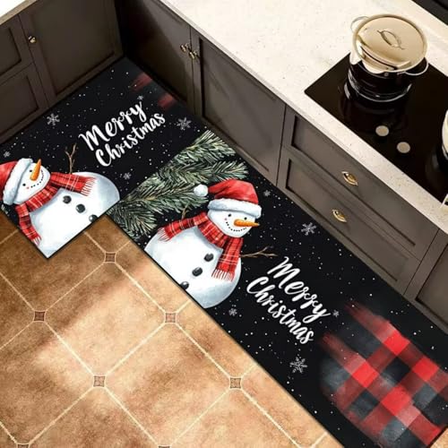 Morbuy rutschfest Küchenteppich, Weihnachten Druck Teppich Küchenvorleger, Waschbar Kieselgur-Bodenmatte für Flur, Schlafzimmer, Badezimmer (Yeti 9,40x60cm) von Morbuy