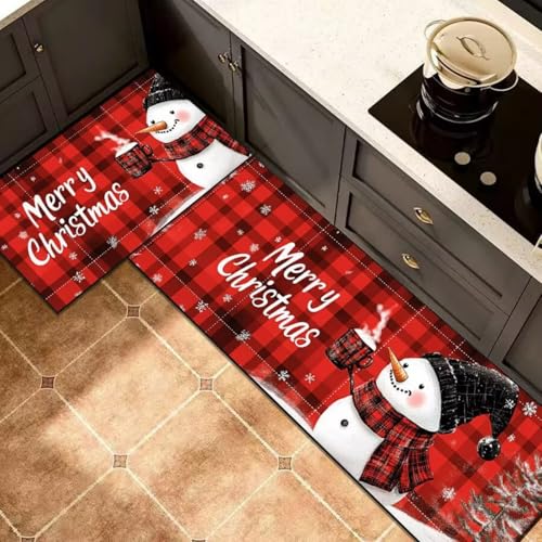 Morbuy rutschfest Küchenteppich, Weihnachten Druck Teppich Küchenvorleger, Waschbar Kieselgur-Bodenmatte für Flur, Schlafzimmer, Badezimmer (Yeti A,50x80cm) von Morbuy