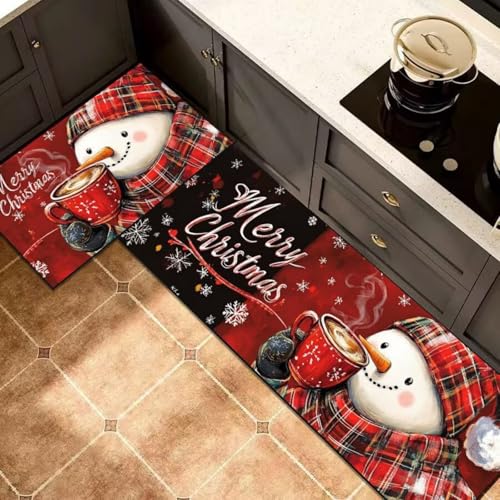 Morbuy rutschfest Küchenteppich, Weihnachten Druck Teppich Küchenvorleger, Waschbar Kieselgur-Bodenmatte für Flur, Schlafzimmer, Badezimmer (Yeti B,40x60cm) von Morbuy