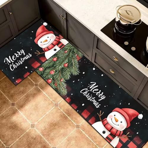 Morbuy rutschfest Küchenteppich, Weihnachten Druck Teppich Küchenvorleger, Waschbar Kieselgur-Bodenmatte für Flur, Schlafzimmer, Badezimmer (Yeti C,40x120cm) von Morbuy