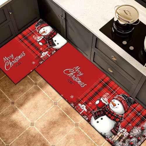 Morbuy rutschfest Küchenteppich, Weihnachten Druck Teppich Küchenvorleger, Waschbar Kieselgur-Bodenmatte für Flur, Schlafzimmer, Badezimmer (Yeti D,40x120cm) von Morbuy