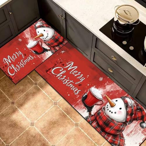 Morbuy rutschfest Küchenteppich, Weihnachten Druck Teppich Küchenvorleger, Waschbar Kieselgur-Bodenmatte für Flur, Schlafzimmer, Badezimmer (Yeti F,50x120cm) von Morbuy