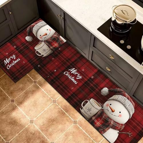 Morbuy rutschfest Küchenteppich, Weihnachten Druck Teppich Küchenvorleger, Waschbar Kieselgur-Bodenmatte für Flur, Schlafzimmer, Badezimmer (Yeti G,40x120cm) von Morbuy