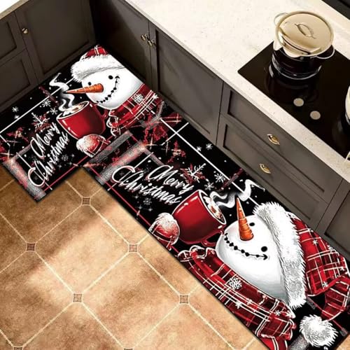 Morbuy rutschfest Küchenteppich, Weihnachten Druck Teppich Küchenvorleger, Waschbar Kieselgur-Bodenmatte für Flur, Schlafzimmer, Badezimmer (Yeti H,40x120cm) von Morbuy