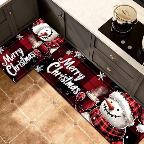 Morbuy rutschfest Küchenteppich, Weihnachten Druck Teppich Küchenvorleger, Waschbar Kieselgur-Bodenmatte für Flur, Schlafzimmer, Badezimmer (Yeti I,40x120cm) von Morbuy