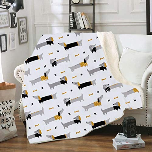 Samt Leichte Decke, Morbuy 3D Kuscheldecke Sofadecke Bettüberwurf Erhältlich Decke Tagesdecke Decke für Sofa und Bett Falten-beständig Schmusedecke (150x130cm,Dackel) von Morbuy