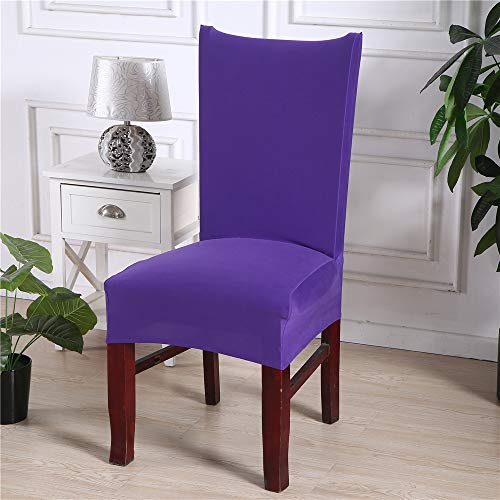 Stuhlhussen Set Stretch Beschützer Stuhlbezug Stuhlüberzug, Morbuy Moderne Universal Einfarbig Elastische Spannbezug Hochzeit Weihnachten Partys Bankett Hotel Dekor (10 Stück,Lila) von Morbuy