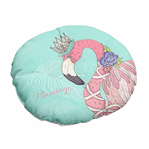 Morbuy Stuhlkissen Runde Sitzkissen Nordic Tiermuster Atmungsaktiv Baumwolle Leinen Tatami Komfortable Stühle Bodenkissen Sitzauflagen für Outdoor Garten Office Sessel (40x40cm,Flamingo) von Morbuy