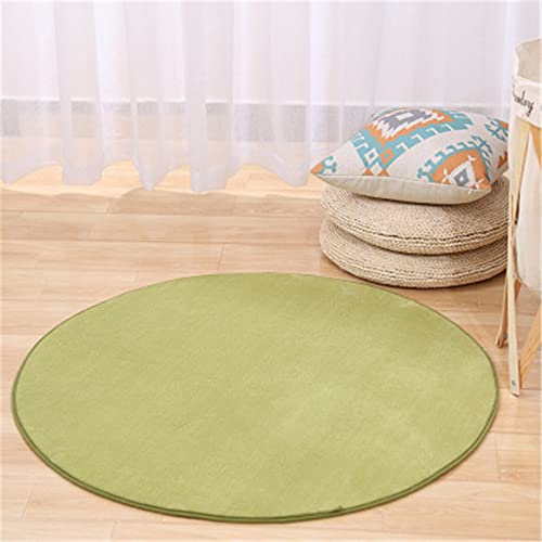 Morbuy Runder Teppich Innenbereich, Einfarbig Korallenvlies Flur Teppich Polyester Wohnzimmer Fussabstreifer rutschfest und Waschbar Praktische Fußabtreter (80cm,Gras-Grün) von Morbuy