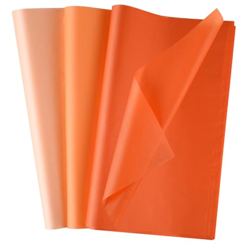 Morcheiong 60 Blatt orangefarbenes Seidenpapier, mehrfarbig, Kunst, Geschenkverpackung, Seidenpapier, Großpackung, Geschenkverpackung, für DIY, Geburtstag, Hochzeit, Urlaub, Handwerk, Dekoration, von Morcheiong