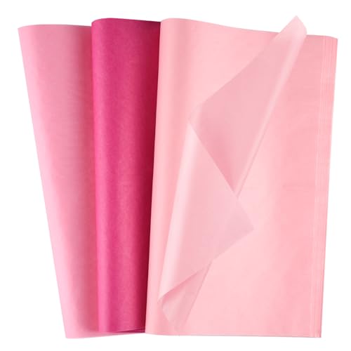 Morcheiong 60 Blatt rosa Seidenpapier, mehrfarbig, Kunst, Geschenkverpackung, Seidenpapier, Großpackung, Geschenkverpackung, für Bastelarbeiten, Geburtstag, Urlaub, Hochzeit, Dekoration, Party, von Morcheiong