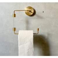 Handgemachter Massiver Messing Toilettenpapierhalter Modernes Design Klar Lucite Toilettenpapierhalter-Badezimmer Küchenaccessoires - Befestigung von MorcoDeco
