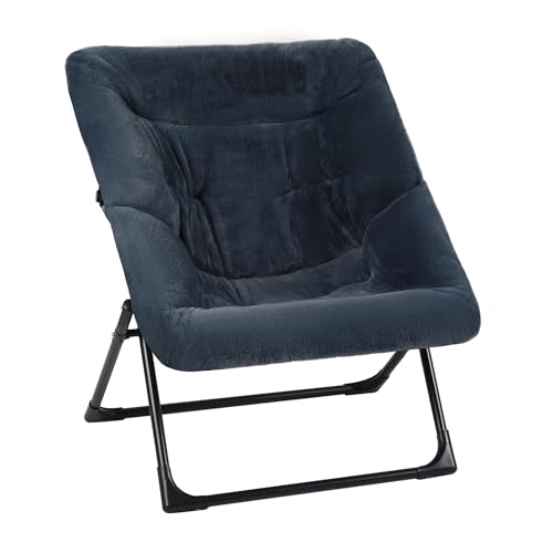 Mordchil EU Klappbarer Untertassenstuhl, Bequemer Faux-Fur Akzentstuhl, Klappbarer Loungestuhl für Teenager, Erwachsene, Großer Relaxsessel Lesestuhl für Wohnzimmer, Schlafzimmer, Wohnheim, Navyblau Mordchil EU Klappbarer Untertassenstuhl, Bequemer Faux-Fur Akzentstuhl, Klappbarer Loungestuhl für Teenager, Erwachsene, Großer Relaxsessel Lesestuhl für Wohnzimmer, Schlafzimmer, Wohnheim, Navyblau von Mordchil EU