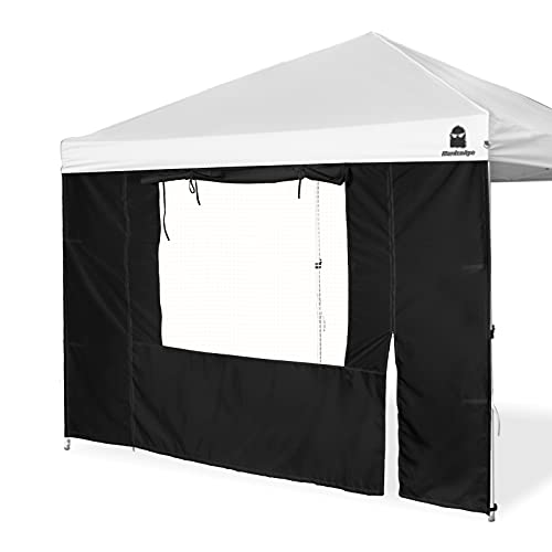 MordenApe Sonnenblende Seitenwand, Sunwall mit Tür und Fenster für 10 × 10 Pop Up Baldachin, Outdoor Instant Baldachin Wand, nur 1 Stück (schwarz) von MordenApe