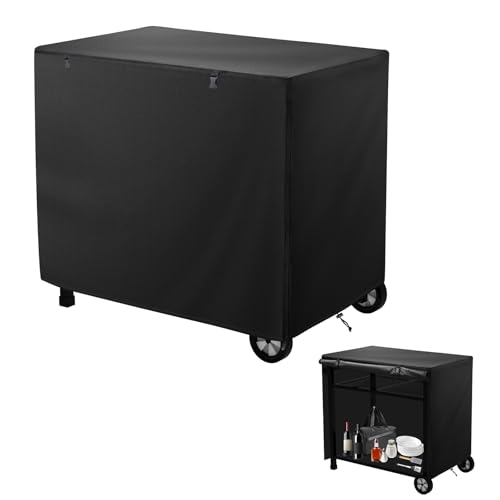 Mordx Outdoorküche Beistelltisch Abdeckung,100x80x60cm Wasserdichte Tischabdeckung für den Esswagen Terrassengrillwagen Pizzaofen Tischabdeckung Winddicht Verstellbare Kordelzug Antiaging von Mordx