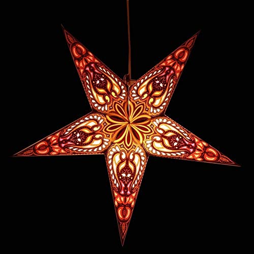 MoreThanHip Ganesha Faltbarer Weihnachtsstern Schoko-Gold-Gelb - Ø60 cm - FSC Papierstern 3D Weihnachtsdeko Adventsstern für Weihnacht Fensterdeko - Inkl. Beleuchtungskabel 3 Meter (ohne Lampe) von More Than Hip