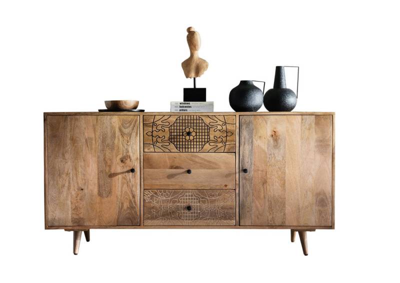 More2Home Anrichte Sideboard LYN, Mangoholz/Altholz massiv, 160 cm von More2Home