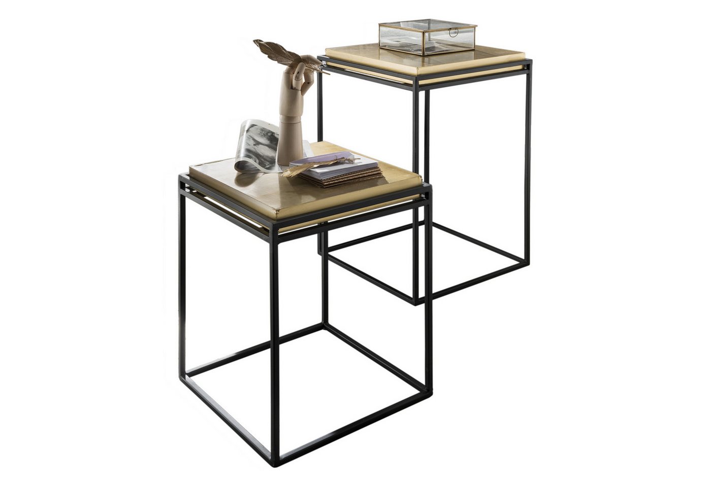 More2Home Beistelltisch TWIN, 2-er Set, Metall Fuß schwarz/Platte MDF goldfarben glänzend More2Home Beistelltisch TWIN, 2-er Set, Metall Fuß schwarz/Platte MDF goldfarben glänzend von More2Home