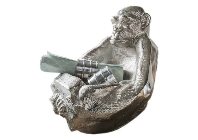 More2Home Dekoschale MONKEY, Affe mit Ablageschale, Alu massiv silber-natur vernickelt von More2Home