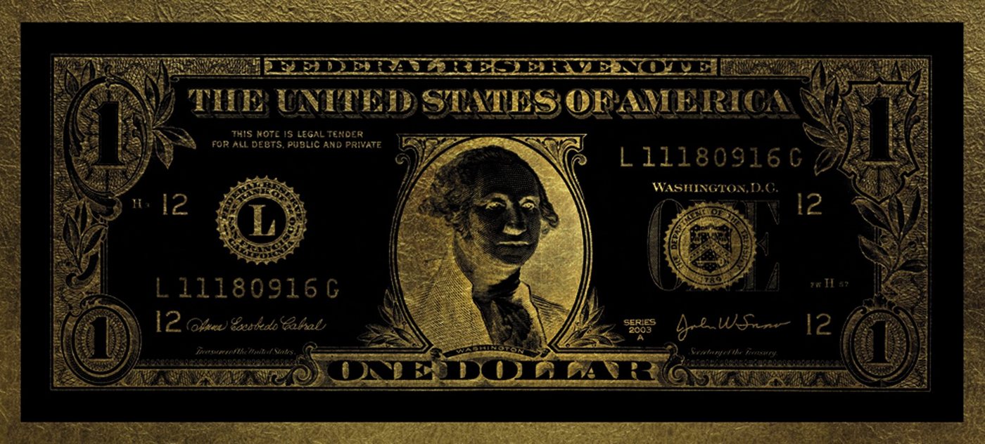 More2Home Wandbild MondiArt, GOLD DOLLAR WASHINGTON, AluArt, XXL: 200 x 90 cm von More2Home