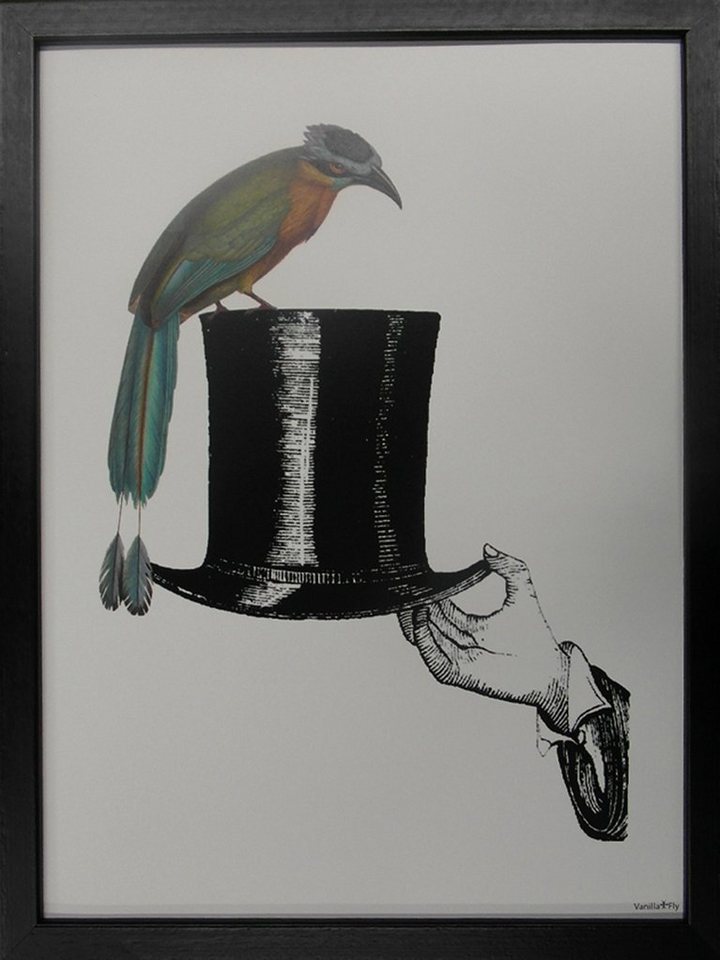 More2Home Wandbild MondiArt, HAT AND BIRD, Rahmen schwarz, S : 30 x 40 cm von More2Home