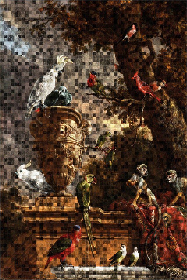 More2Home Wanddekoobjekt Wandtextil MondiArt, THE MENAGERIE PIXELS, Alu-Rahmen, 120 x 180 cm von More2Home
