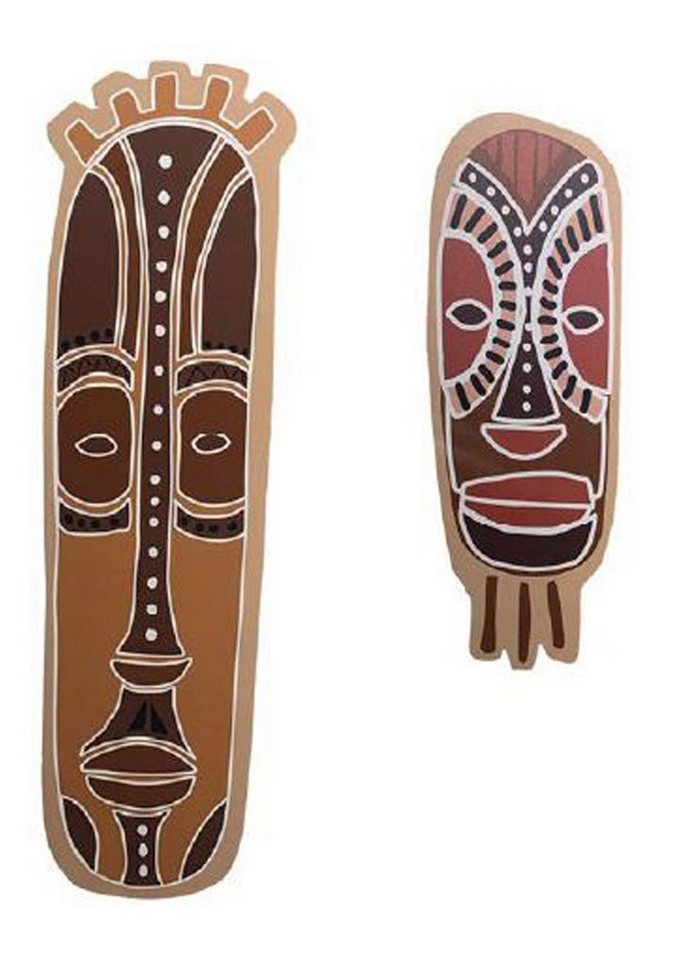 More2Home Wanddekoobjekt MondiArt, MASK, 2er Set aus Holz, ca. 20 x 55 cm & 20 x 70 cm von More2Home