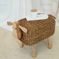 Sitzhocker | Schaf |Teak-Holz 35 X 66 cm von More2Home