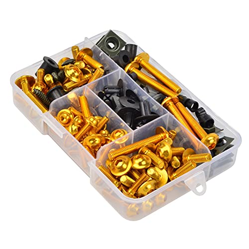 137 Stück Motorrad Verkleidung Körper Schrauben Kit,MoreChioce Universal Aluminium Karosseriemuttern Sortiment Befestigungsclip Karosserie Mutter Clips,Gold von MoreChioce