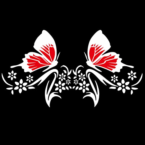 2 Stück Auto Aufkleber Motorhaube, MoreChioce Schmetterlings Blumen Muster Autoaufkleber Grafik Autoseitenkörper Aufkleber Wasserdichte Karosserie Decal Dekoration für Auto SUV LKW Laptop,Weiß Rot von MoreChioce