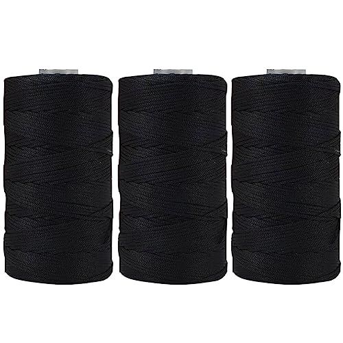 3 Stücke 1.5mm Polyester Garn,MoreChioce Polypropylen-Kordel Makramee-Kordel Makramee Seil Häkelgarn Makramee Garn Polyester Macrame Cord Häkeltasche Kordel für Strickwaren,Schwarz von MoreChioce