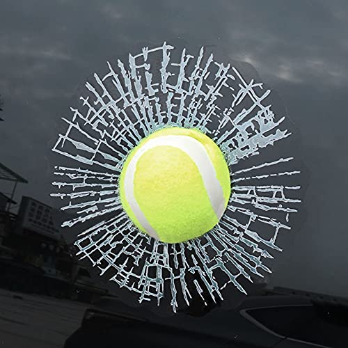 3D Auto Aufkleber,MoreChioce Lustige Ball Hits Auto Windschutzscheibe Aufkleber Abziehbilder Kreativ Autofenster Dekoration Simulation Basketball Tennis Fußball Auto Dekor Zubehör,Grün Tennis von MoreChioce