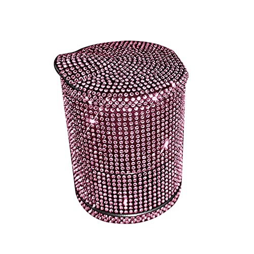 Bling Auto Aschenbecher,MoreChioce Glitzer Strass Zigarettenaschenbecher Tragbare LED Aschenbecher Rauchfreier Zylinder Getränkehalter Winddichter Zigarettenaschenbecher mit Deckel,Rosa von MoreChioce