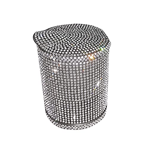 Bling Auto Aschenbecher,MoreChioce Glitzer Strass Zigarettenaschenbecher Tragbare LED Aschenbecher Rauchfreier Zylinder Getränkehalter Winddichter Zigarettenaschenbecher mit Deckel,Weiß von MoreChioce