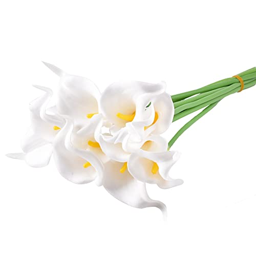 MoreChioce 20 Stück Künstliche Blumen Calla Lilie,Realistische Calla-Lilien-Blumenstrauß Kunstblumen Pflanzen Brautsträuße Pflanzenblumenkunst für Hochzeit Zuhause Hotel Büro Dekoration,Weiß von MoreChioce