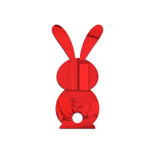 MoreChioce 3D Süße Kinder Spiegel Wandaufkleber,DIY Hase Wandspiegel Acryl Spiegel Deko Klebespiegel Kunst-Abziehbild-Dekoration Selbstklebende Wohnkultur Wandkunst-Aufkleber,Rot von MoreChioce