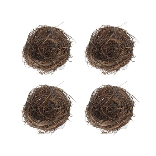 MoreChioce 4 Stück Vogelnest Osternest, Simulation Ostern Vogelnest Naturnest Deko Nest Osterdeko Handwerk Basteln Foto Requisiten Zweige Rattan Nest Künstlichen Rattan Vogelnester,10cm von MoreChioce