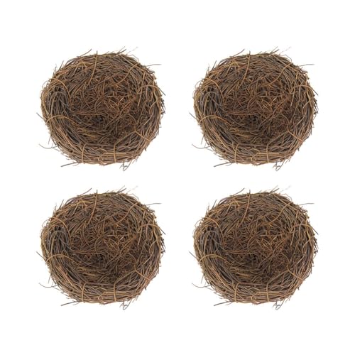 MoreChioce 4 Stück Vogelnest Osternest, Simulation Ostern Vogelnest Naturnest Deko Nest Osterdeko Handwerk Basteln Foto Requisiten Zweige Rattan Nest Künstlichen Rattan Vogelnester,12cm von MoreChioce