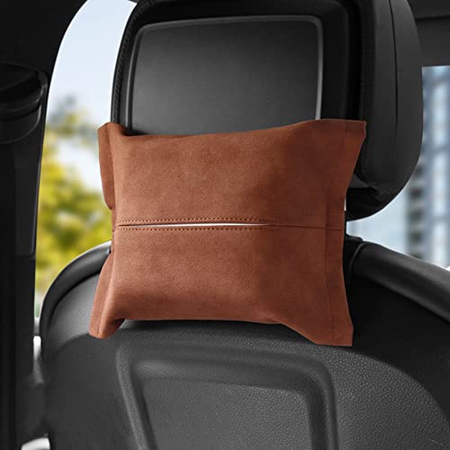 Taschentuchbox Auto,MoreChioce Wildleder Auto Tissue Halter Kosmetiktücherbox Halterung Auto Rücksitz Taschentuchspender Hängen Tücherbox Papiertuchspender Tissue Box Halter Serviettenhalter,Braun von MoreChioce