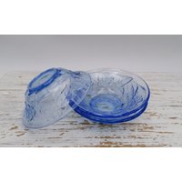 3Er Set Blaue Glasschüsseln, Kleine Blaue Schalen, Blau Blumen Decor Teller, Küche Decor, Blaues Geschirr von MoreVintagePortugal