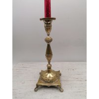 Sehr Antiker Messing Kerzenständer, Geschnitzter Vintage Geschenk von MoreVintagePortugal