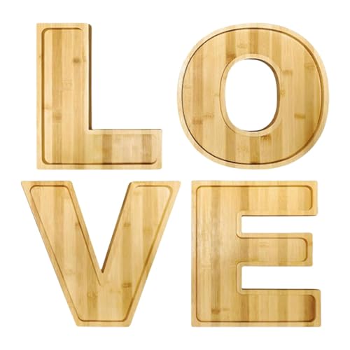 Moreeulsi Charcuterie Board Letters | 4 x natürliche Charcuterie Boards Love Letters | befüllbare Buchstaben, Serviertabletts, Charcuterie-Platte, hohle Briefkästen für Lebensmittel von Moreeulsi