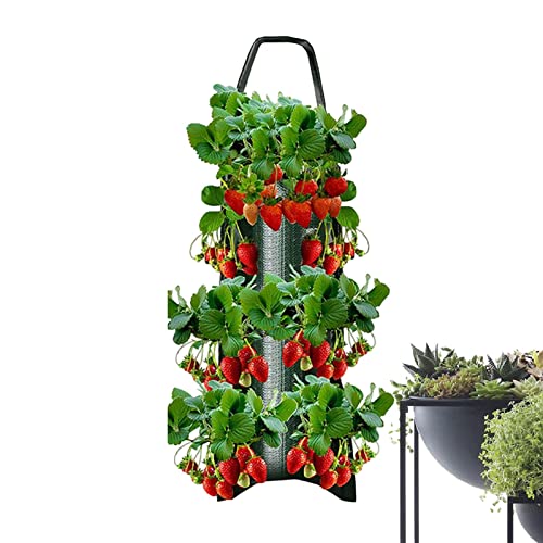 Moreeulsi Erdbeere Grow Bag,Pflanztaschen für Gemüse im Freien | Erdbeer-Pflanzbehälter, Faltbare, langlebige Pflanzbeutel, Pflanzgefäß für Gemüse, Blumen, Kräuter von Moreeulsi