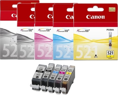 5x Original Druckerpatronen - für CLI-521 / PGI-520 - Cyan / Magenta / Gelb / Schwarz / Large Schwarz - Canon Pixma iP3600 iP4600 IP4700 MP540 MP550 MP560 MP620 MP630 MP640 MP980 MP990 MX860 MX870 von Canon