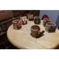 Sackleinen Urlaub Serviettenringe, Weihnachten 7 Benutzerdefinierte Rustikale Weihnachtsgeschirr, Morethebuckles von Morethebuckles